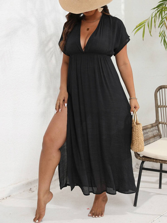Sukienka plażowa pareo plus size CZARNA