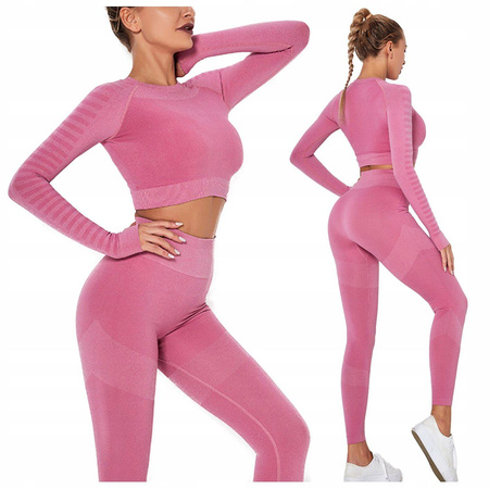 Komplet zestaw sportowy legginsy bezszwowe + top 