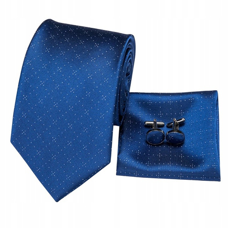 Żakardowy zestaw - krawat + poszetka + spinki