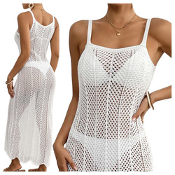 Długa ażurowa sukienka plażowa boho MAXI