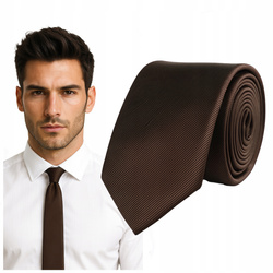 Krawat śledzik prążkowany - brązowy