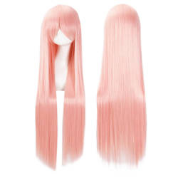 Peruka długa różowa prosta cosplay