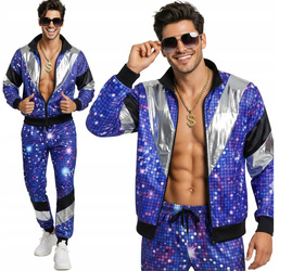 Dres w stylu retro z lat 70. i 80 - niebieski