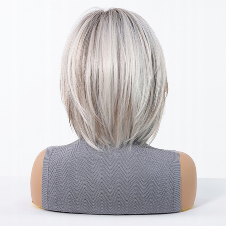 Peruka do ramion lace front platynowa prosta