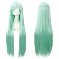 Peruka długa miętowa prosta cosplay