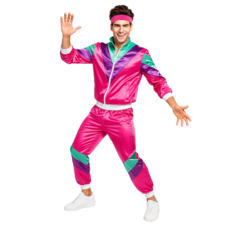 Dres w stylu retro z lat 70. i 80 - różowy