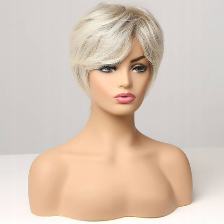 Peruka z grzywką prosta blond krótka