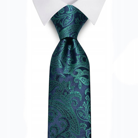 Elegancki jedwabny zestaw krawat + poszetka + spinki do mankietów