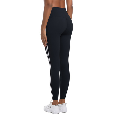 Czarne legginsy sportowe z lampasami