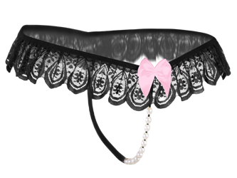 Koronkowe stringi z perełkami kokardka