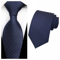 Krawat męski klasyczny w kratkę - granatowy