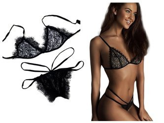 Komplet bielizny koronkowy biustonosz figi