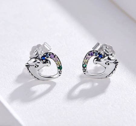 Srebrne kolczyki - jednorożce