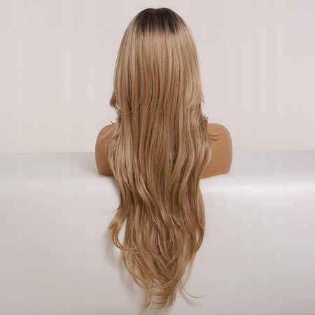 Peruka długa ombre brąz falowana lace front