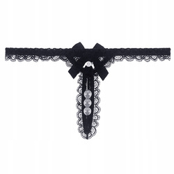 Stringi paseczki majtki z rozcięciem haft perełki