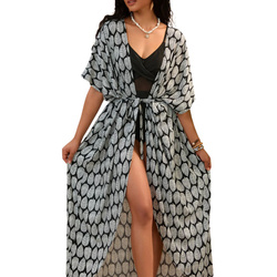 Pareo długa narzutka plażowa tunika z paskiem