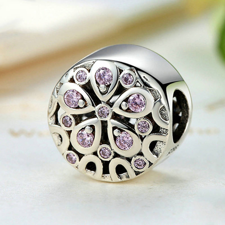 Zawieszka do bransoletki charms do pandora - różowy kwiat