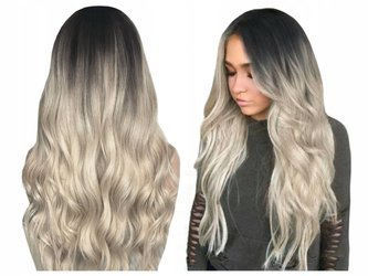 Peruka długa ombre blond szara fale