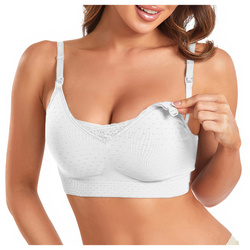 Biustonosz ciążowy stanik bezszwowy do karmienia - biały