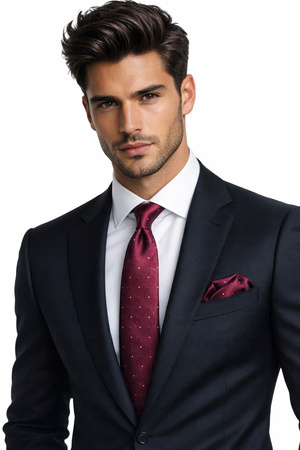 Żakardowy zestaw - krawat + poszetka + spinki