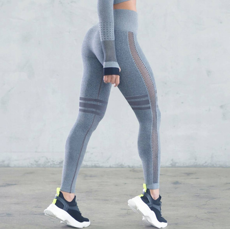 Legginsy sportowe push up wysoki stan z lampasem 