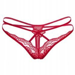 Stringi koronkowe czerwone