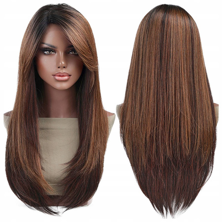 Peruka długa prosta brąz lace front