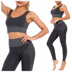 Komplet zestaw sportowy legginsy bezszwowe + top