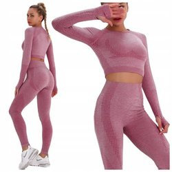 Komplet zestaw sportowy legginsy bezszwowe + top