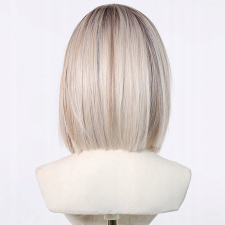 Peruka do ramion lace front platynowa prosta
