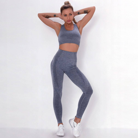 Komplet zestaw sportowy legginsy bezszwowe + top 