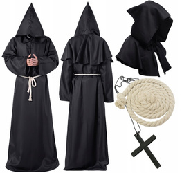 Przebranie mnicha z kapturem - czarny