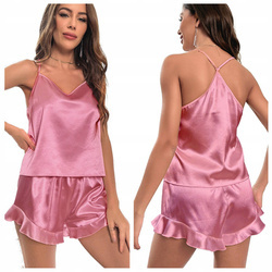 Piżama satynowa spodenki top dwuczęściowa