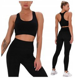 Komplet zestaw sportowy legginsy bezszwowe + top