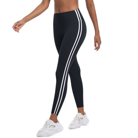Czarne legginsy sportowe z lampasami