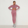 Komplet sportowy legginsy bezszwowe + top róż
