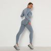 Komplet sportowy legginsy bezszwowe + top szary