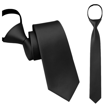 Krawat młodzieżowy z zamkiem błyskawicznym - czarny