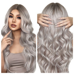 Peruka długa blond szara falowana