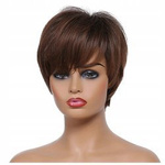 Peruka krótka brąz grzywka prosta