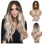 Peruka długa ombre blond brąz fale