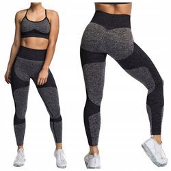 Komplet zestaw sportowy legginsy bezszwowe + top