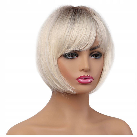 Peruka krótka blond ombre grzywka prosta