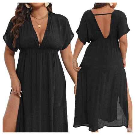 Sukienka plażowa pareo plus size CZARNA